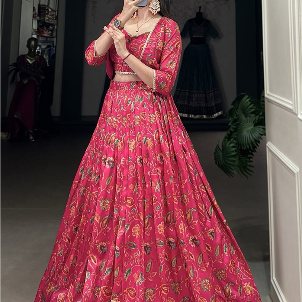 Vibrant Pink Floral Lehenga with jacket